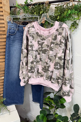 Loreen Sweatshirt Blush/Lt Olive by Bibi
