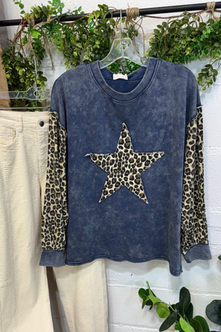 Star Hunter Top Blue/Leopard Shirts & Tops Sage & Fig