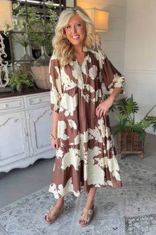 Tiana Long Dress Brown by Umgee