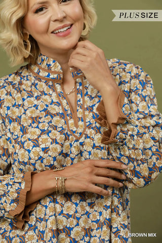 Vestavia Top Brown Mix by Umgee Shirts & Tops Umgee