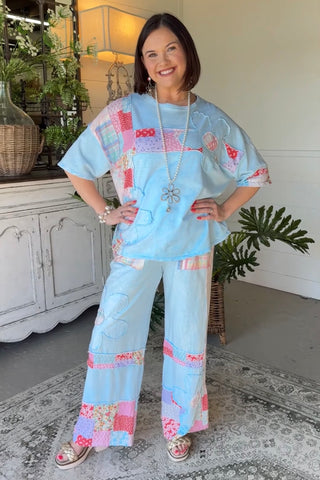 Sweet Patch Pants Baby Blue Pants J Her