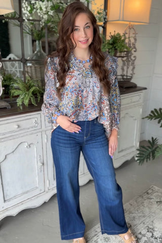 Adams Top Navy by Umgee Shirts & Tops Umgee