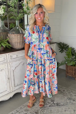 Sweet Gardens Dress Blue by Umgee RESTOCK Soon Dresses Umgee