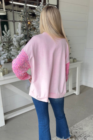 Blingy Fuzzy Santa Pink Sweatshirt Bibi