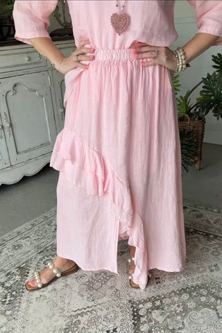Adeline Linen Skirt Pink Skirt Acqua & Limone