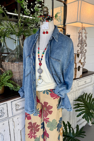 Go West Washed Chambray Shirts & Tops Blu Pepper