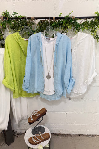 Matilda Linen Jacket Lime Shirts & Tops YOLLY