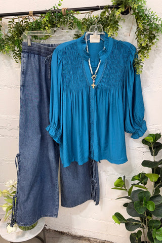 Wagner Top Teal by Umgee Shirts & Tops Umgee