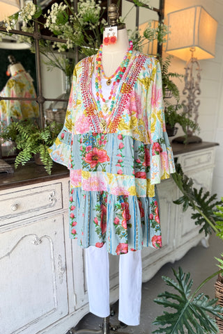 Evie Dress Cream/Jade by POL Clothing Dresses Pol Clothing