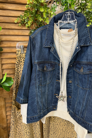 Tancy Cape Jacket Dark Denim by Risen Jeans Jacket Risen