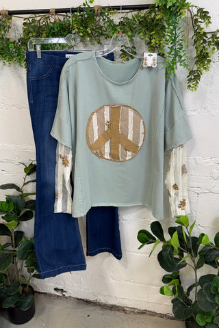 Peace Out Top Mint by Easel