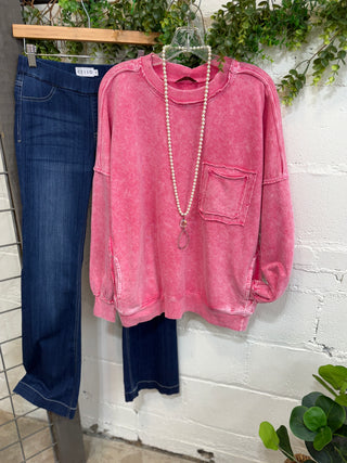 Not Too Shabby Washed Sky Blue Shirts & Tops Zenana