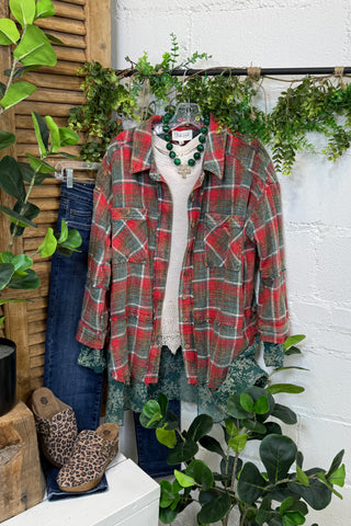 Belinda Shacket Red/Green Shacket Oli & Hali