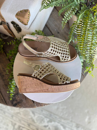 Carley Wedge Gold Woven 2 by Corky’s Sandal Corky's Boutique