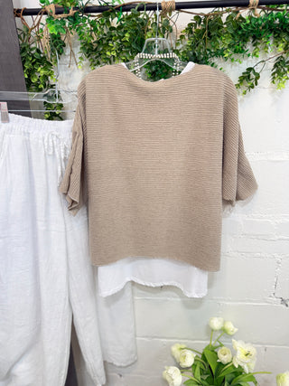 Destin Top Taupe Shirts & Tops YOLLY