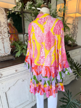 Eye Candy Tunic Pink Multi by POL Clothing Shirts & Tops Pol Clothing