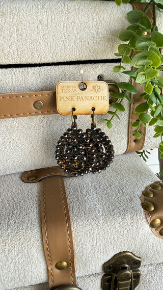 Big Sparkle Earrings Black Earrings Pink Panache