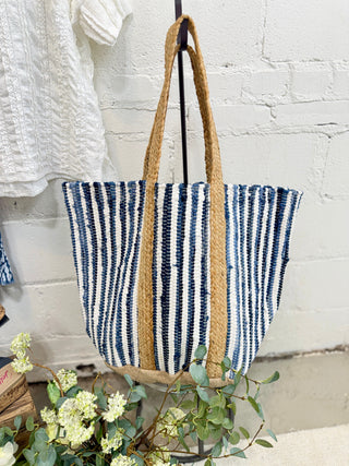 Sail Away Tote Ivory/Denim Tote Pol Clothing