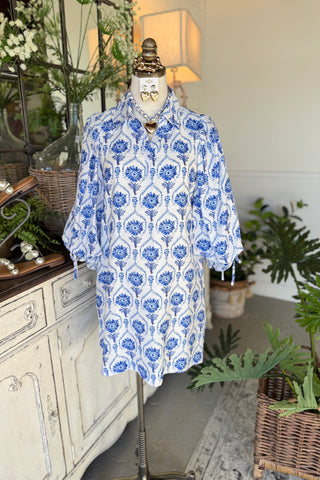 Bellamy Dress White/Blue by Entro Dresses Entro