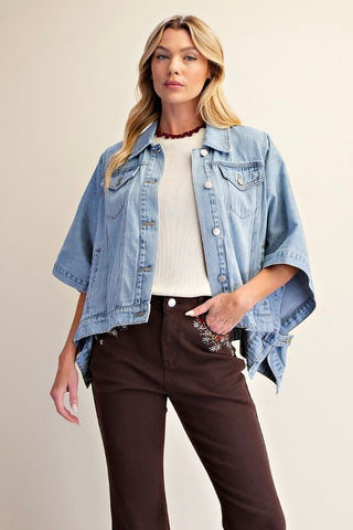 Candace Cape Jacket Denim by Easel