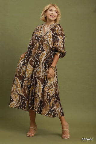 Alina Long Dress Brown by Umgee