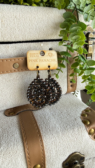Big Sparkle Earrings Black Earrings Pink Panache