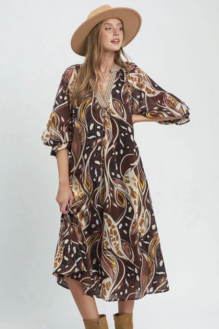 Alina Long Dress Brown by Umgee Dresses Umgee