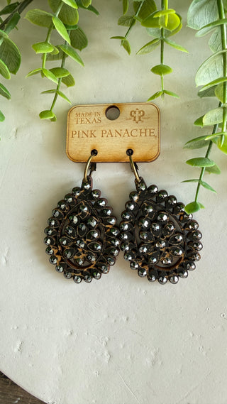 Big Sparkle Earrings Black Earrings Pink Panache