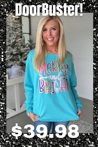 Merry & Bright Sweatshirt Turquoise