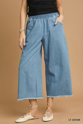 Tammy Gauchos Light Denim by Umgee Pants Umgee