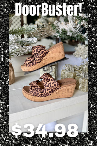 Bowed Up Wedges Leopard by Corky's
