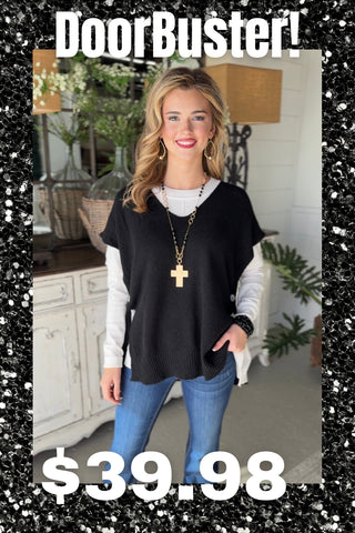 Side Stitch Sweater Black