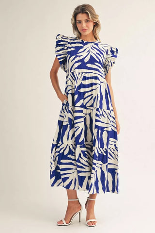 Palm Strokes Dress Royal by Jodifl Dresses Jodifl