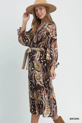 Alina Long Dress Brown by Umgee Dresses Umgee