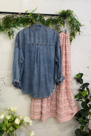 Go West Washed Chambray Shirts & Tops Blu Pepper