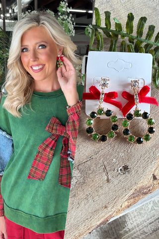 Christmas Wreath Earrings Green Earrings Whats Hot Jewelry/All That Glitters