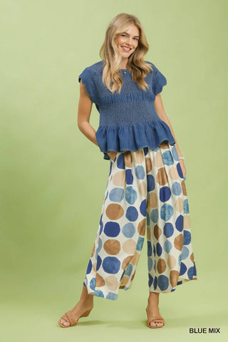 Everly Pants Blue Mix by Umgee Pants Umgee
