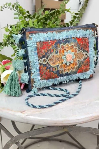 Gypsy Boho Crossbody Coral/Teal Purse K & K Interiors