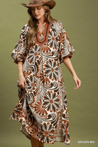 Marley Midi Dress Brown Mix by Umgee Dresses Umgee