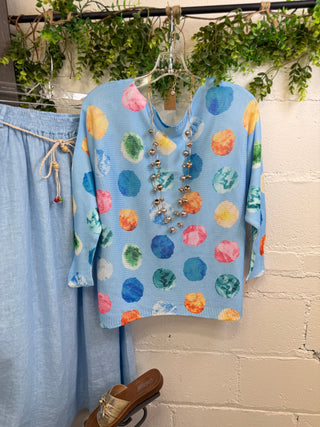 On the Dot Sweater Blue OHLALA