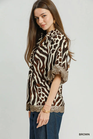 Hear Me Roar Top Brown by Umgee