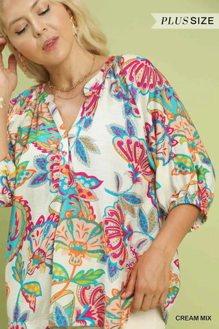 Paisley Top Cream by Umgee Shirts & Tops Umgee