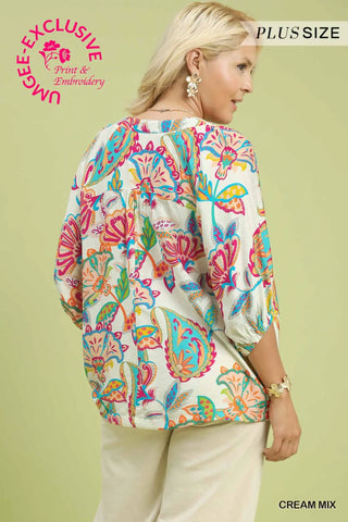 Paisley Top Cream by Umgee Shirts & Tops Umgee