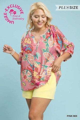 Paisley Top Pink by Umgee Shirts & Tops Umgee