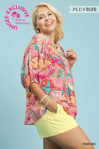 Paisley Top Pink by Umgee Shirts & Tops Umgee