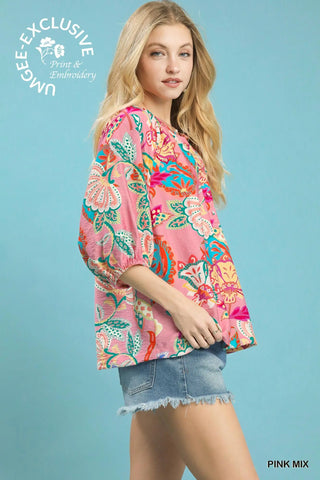 Paisley Top Pink by Umgee Shirts & Tops Umgee