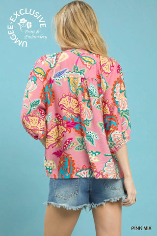 Paisley Top Pink by Umgee Shirts & Tops Umgee
