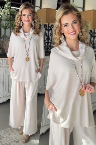 Villa Pant Set Oatmeal Top & Pant Set Dear Scarlett