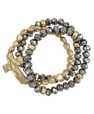 Pure Joy Cross Bracelet Hematite Bracelets SM Style