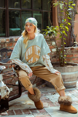 Peace Out Top Mint by Easel Shirts & Tops Easel